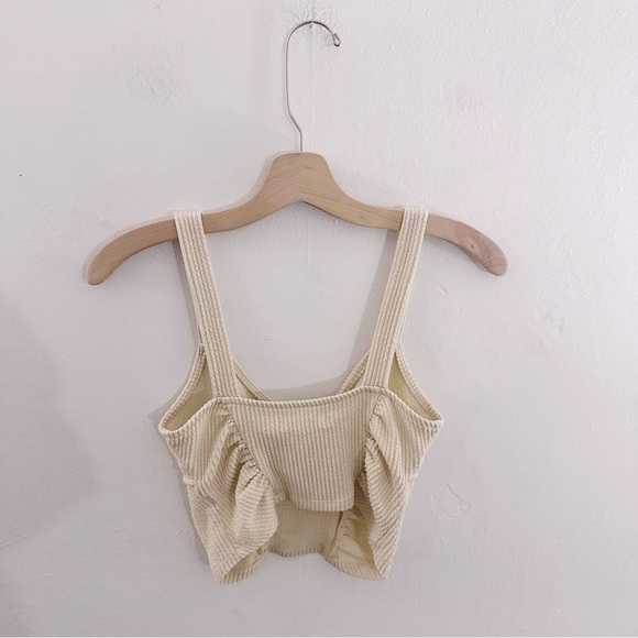 Urban Outfitters Ivory Sleeveless Early Hours Cropped Tank Top Ribbed - Picture 5 of 5